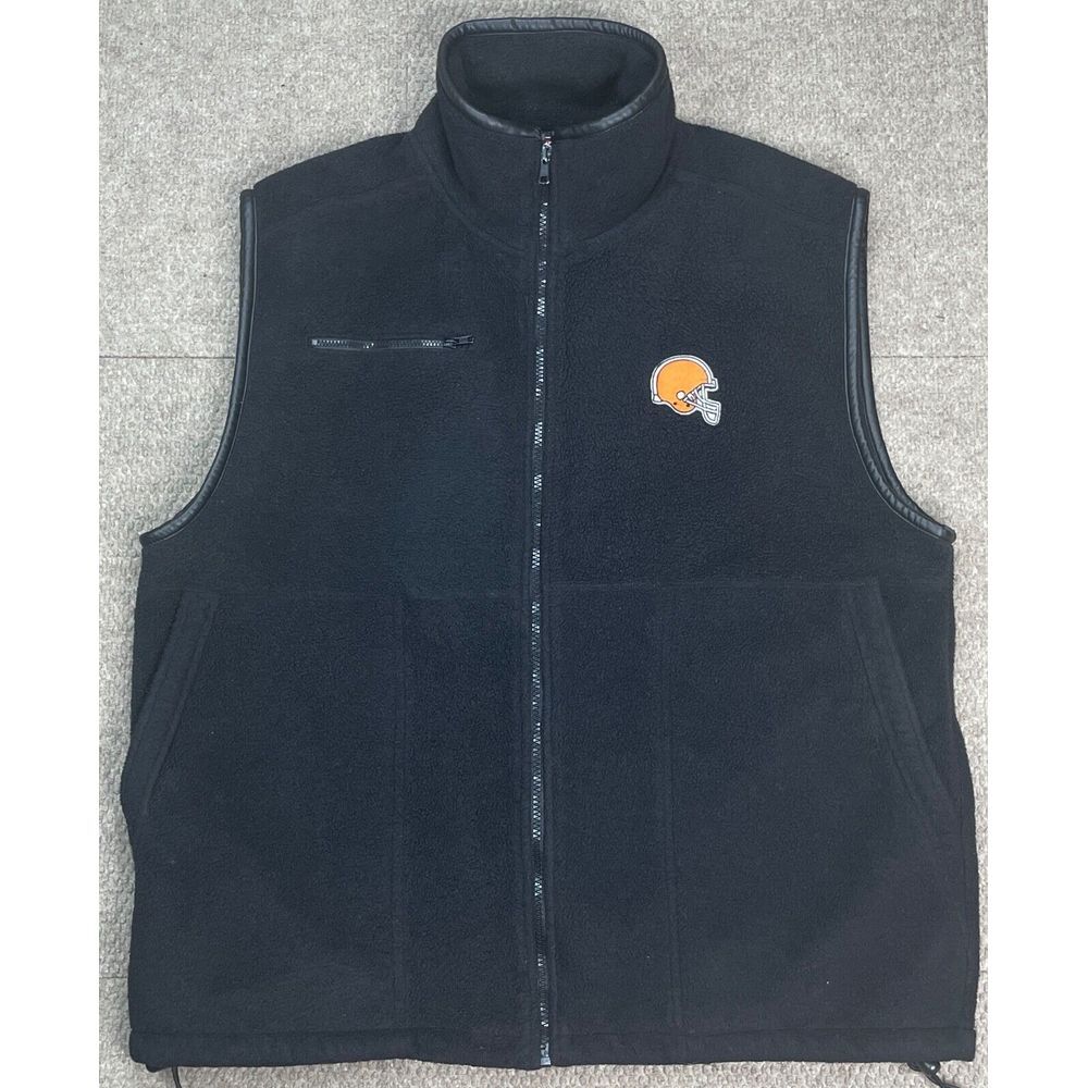 National Football League Vtg NFL Cleveland Browns Men's Black Fleece Vest Size L